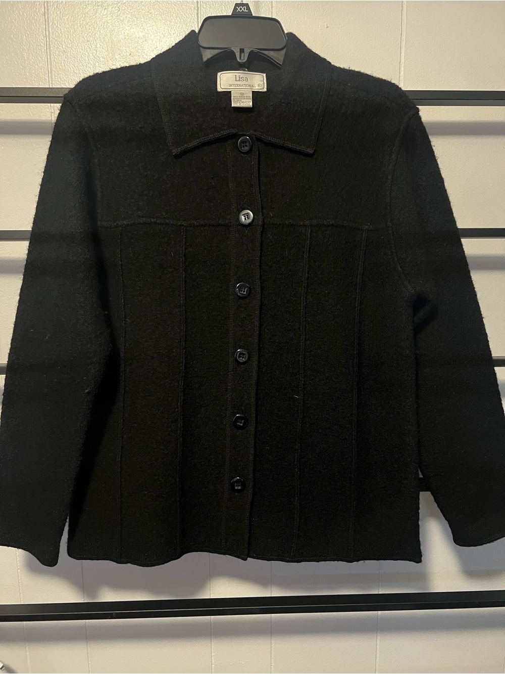 "Nice" Y2K Lisa Ineternational Wool, Women's Small, Button up Cardigan, Black, G